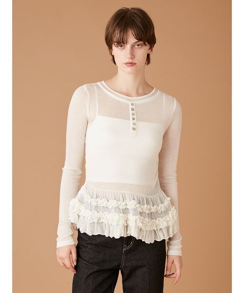 FURFUR（ファーファー）の「裾フリルジャージートップス（Tシャツ/カットソー・レディース・その他/グレー/ホワイト/ライトブルー・F）」の15枚目の写真