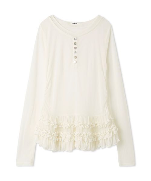 裾フリルジャージートップス（Tシャツ/カットソー）｜FURFUR（ファー