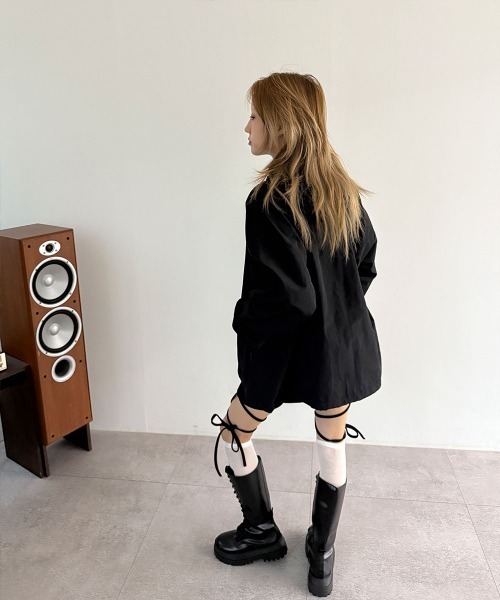 4INT.（フォイント）の「【UNISEX】ストリング ジップアップ ナイロン ジャケット（ナイロンジャケット・レディース・ブルー/ブラック/チャコール/オレンジ/ホワイト・FREE）」の9枚目の写真