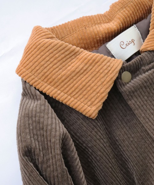 Crisp（クリスプ）の「コーデュロイバルカラーコート（ステンカラーコート・レディース・ブラウン/アイボリー・FREE）」の22枚目の写真