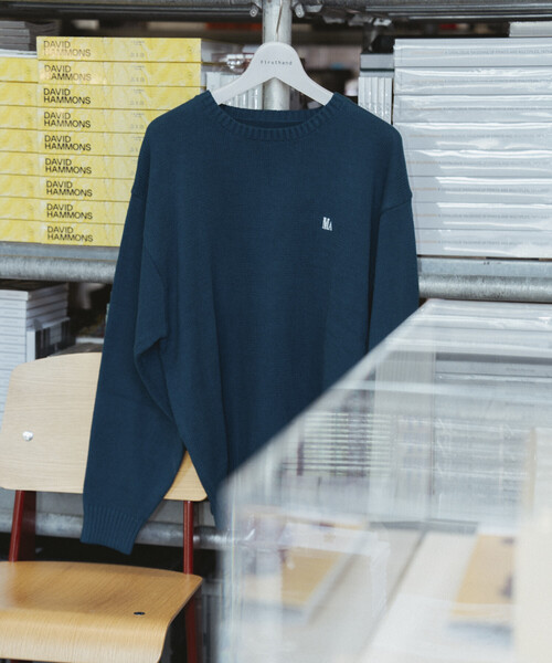 Firsthand(ファーストハンド)の「MA Firsthand/マ ファーストハンド MA ベーシックロゴ刺繍 プルオーバーニット(ニット/セーター・メンズ・ブラック/ブルーグリーン/グレー・M/L)」の4枚目の写真