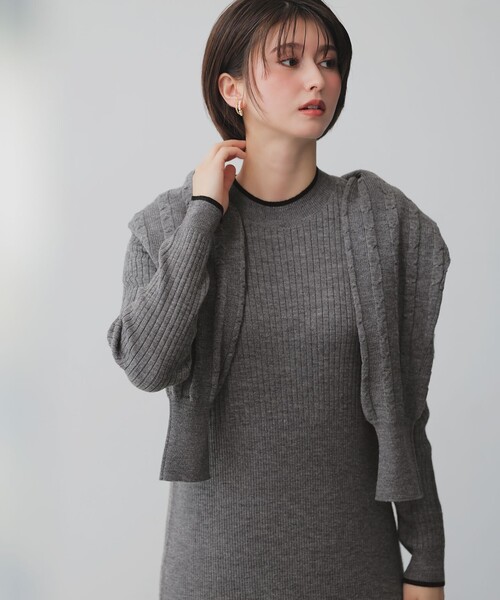 ANY SIS(エニィスィス)の「【2SET】ニット ボレロ × ワンピース セット(ワンピース・レディース・ブラック系/グレー系/スカイブルー系・MEDIUM)」の7枚目の写真