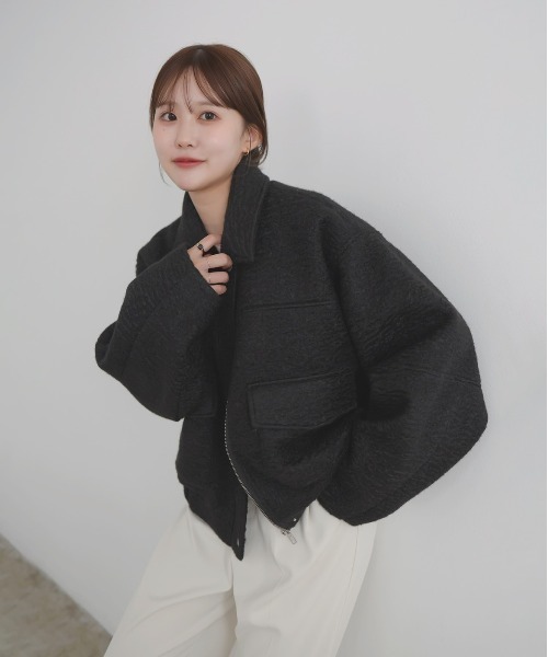 【ayu × LIAN】ステンカラーカールシャギーブルゾン ayu × LIAN】ステンカラーカールシャギーブルゾン（ブルゾン）｜LIAN