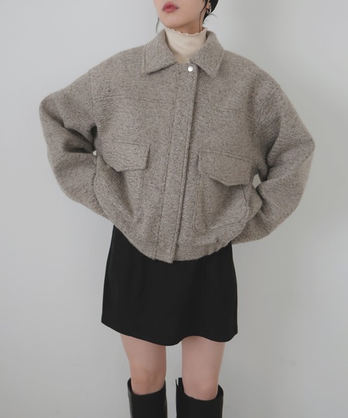 【ayu × LIAN】ステンカラーカールシャギーブルゾン ブラック LIAN（リアン）の「【ayu × LIAN】ステンカラーカールシャギーブルゾン