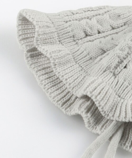 BRANSHES（ブランシェス）の「【ベビー】フリル付ボンネット（ニットキャップ/ビーニー・キッズ・ベージュ/ライトグレー・FREE）」の4枚目の写真