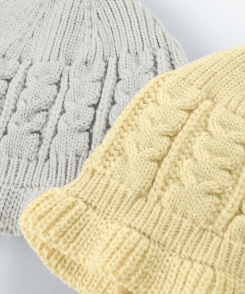 BRANSHES（ブランシェス）の「【ベビー】フリル付ボンネット（ニットキャップ/ビーニー・キッズ・ベージュ/ライトグレー・FREE）」の5枚目の写真