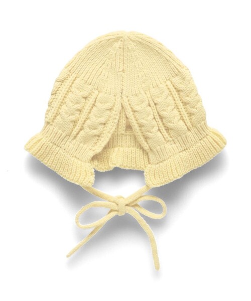 BRANSHES（ブランシェス）の「【ベビー】フリル付ボンネット（ニットキャップ/ビーニー・キッズ・ベージュ/ライトグレー・FREE）」の7枚目の写真