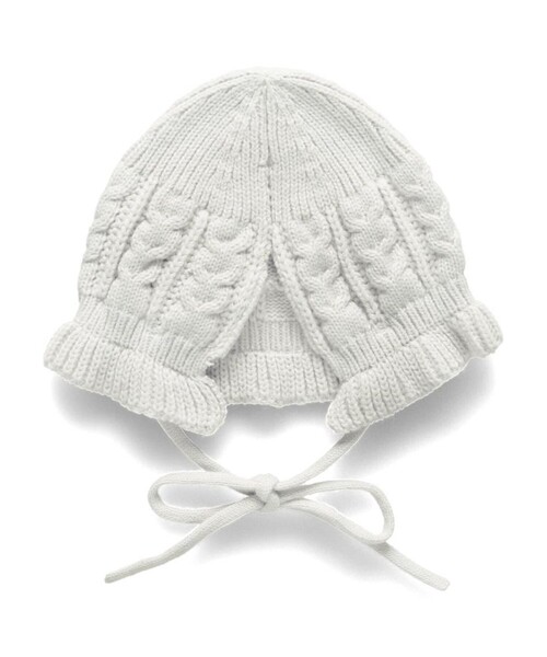 BRANSHES（ブランシェス）の「【ベビー】フリル付ボンネット（ニットキャップ/ビーニー・キッズ・ベージュ/ライトグレー・FREE）」の12枚目の写真