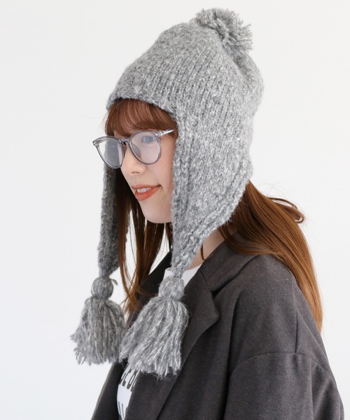 cepo(セポ)の「ポンポンニット(ニットキャップ/ビーニー・レディース・ブラック/グレー・FREE)」の8枚目の写真