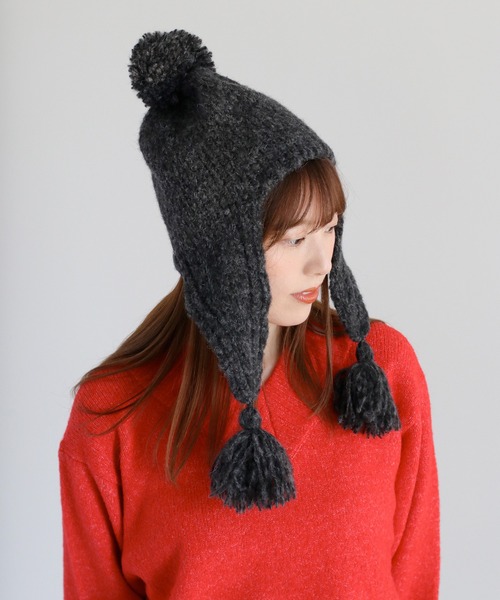 cepo(セポ)の「ポンポンニット(ニットキャップ/ビーニー・レディース・ブラック/グレー・FREE)」の10枚目の写真