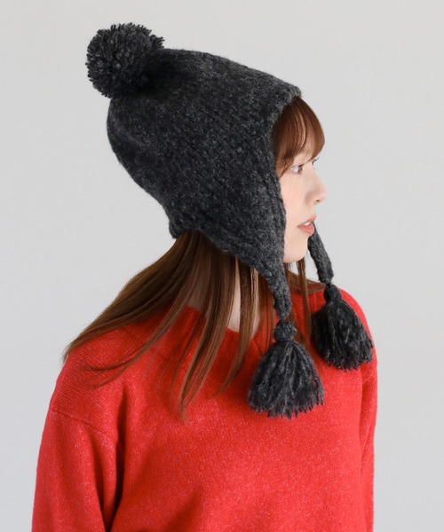 cepo(セポ)の「ポンポンニット(ニットキャップ/ビーニー・レディース・ブラック/グレー・FREE)」の11枚目の写真