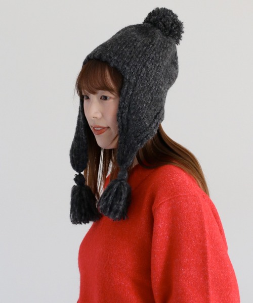 cepo(セポ)の「ポンポンニット(ニットキャップ/ビーニー・レディース・ブラック/グレー・FREE)」の15枚目の写真