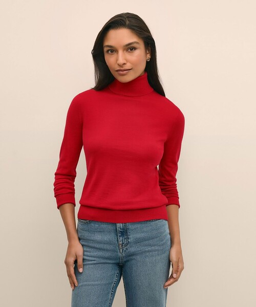 BROOKS BROTHERS（ブルックスブラザーズ）の「メリノウール　タートルネックセーター（ニット/セーター・レディース・アイボリー/ダークグリーン/レッド・MEDIUM/SMALL/LARGE/X-SMALL）」の3枚目の写真