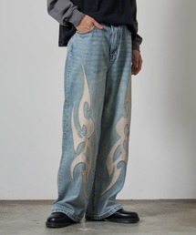 ROOPTOKYO（ループトウキョウ）の「SUPPLIER/サプライヤー Tribal Leather Patch Baggy Denim Jeane ウォッシュ加工 バギーデニムパンツ（デニムパンツ・レディース）」
