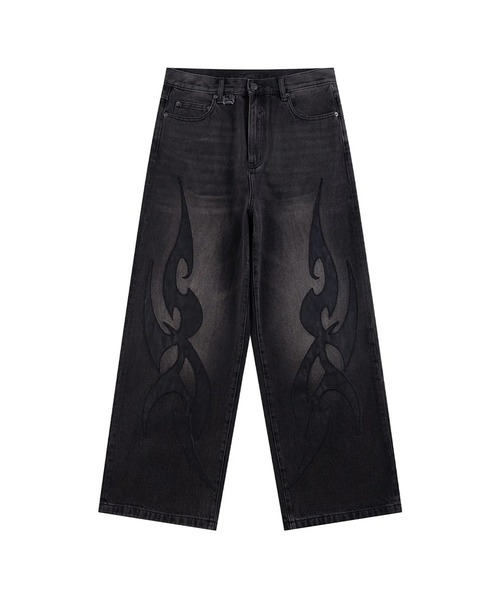 SUPPLIER/サプライヤー Tribal Leather Patch Baggy Denim Jeane