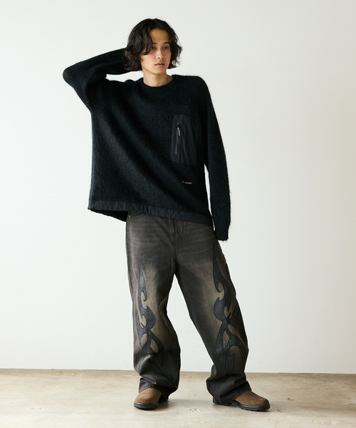 SUPPLIER/サプライヤー Tribal Leather Patch Baggy Denim Jeane
