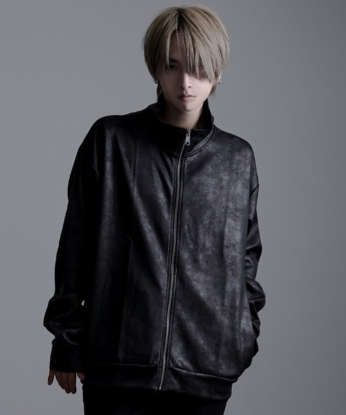 LOUIS CHAVLON(ルイシャブロン)の「『LOUIS CHAVLON /ルイシャブロン』LCレザー風ptZIPスタンド(ブルゾン・メンズ・ブラック/ブラウン・L/M/LL)」の2枚目の写真