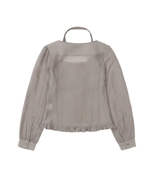 ILLIGO（イリゴ）の「リボンタイスクエアネックロングブラウスグレー（シャツ/ブラウス・レディース・その他・SMALL/MEDIUM）」の5枚目の写真