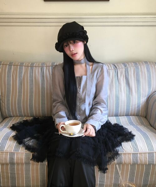 ILLIGO(イリゴ)の「リボンタイスクエアネックロングブラウスグレー(シャツ/ブラウス・レディース・その他・SMALL/MEDIUM)」の3枚目の写真