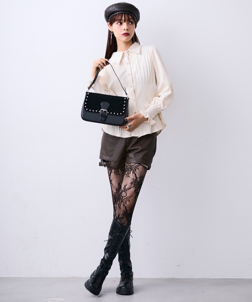 MONOe(モノエ)の「チャイナ柄プリーツマットシャツ(シャツ/ブラウス・レディース・ホワイト/ブラック/カーキ・FREE)」の20枚目の写真