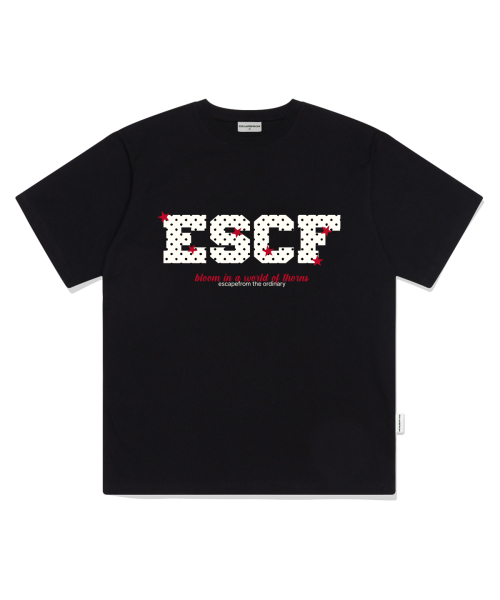 ESCAPEFROM(エスケープフロム)の「ドットスターブloomプリントオーバーサイズ半袖Tシャツブラック(Tシャツ/カットソー・レディース・その他・LARGE/SMALL/MEDIUM)」の1枚目の写真