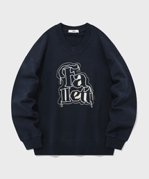 Fallett（ファレット）の「V-Neck Brick Logo Sweatshirt Navy（スウェット・メンズ）」