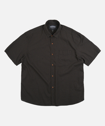 COTTON CHECK RELAXED HALF SHIRT _ BLACK