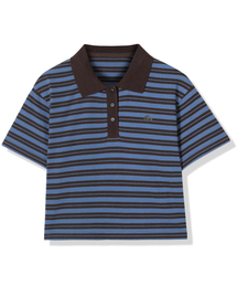 [シーズンオフ] (W)クロップストライプカラーTシャツ