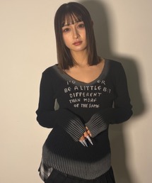 A'GEM/9 × .kom 『.kom/ドットケーオーエム』【Y2K】 グラデーションリブニットトップス