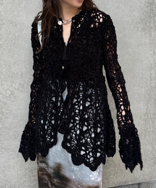 UND VELOUR LACE PEPLUM KNIT TOP（ニット/セーター）｜Ameri（アメリ