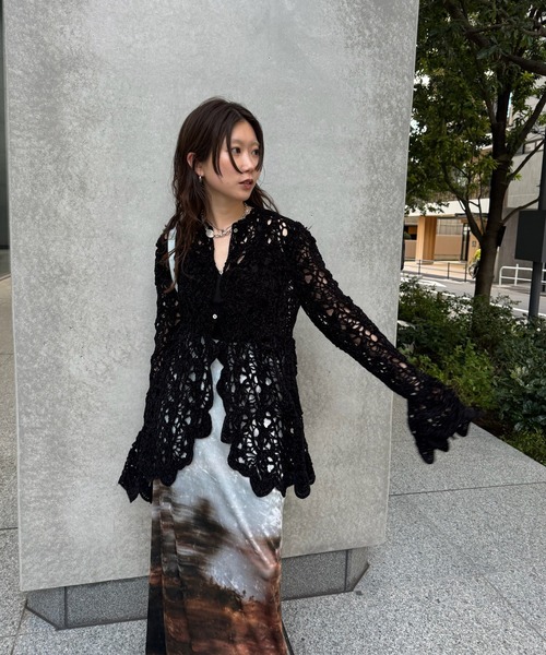 UND VELOUR LACE PEPLUM KNIT TOP（ニット/セーター）｜Ameri（アメリ