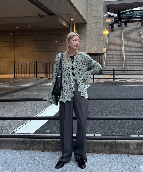 UND VELOUR LACE PEPLUM KNIT TOP（ニット/セーター）｜Ameri（アメリ