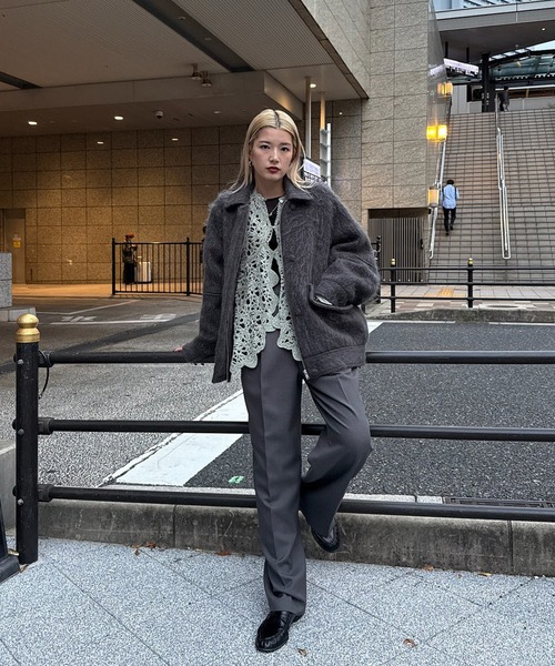 UND VELOUR LACE PEPLUM KNIT TOP（ニット/セーター）｜Ameri（アメリ