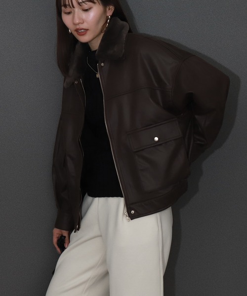libelle more(リベル モア)の「ファー襟付きヴィンテージライクスエードブルゾン(ブルゾン・レディース・チャコールグレー/アイボリー/ブラック/ブラウン・M/L)」の22枚目の写真