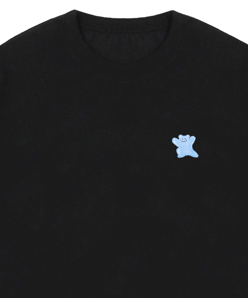GRAVER（グレーバー）の「[ユニセックス]スモールブルーペインティングベアスマイル半袖Tシャツ_ブラック（Tシャツ/カットソー・レディース・ブラック・MEDIUM/LARGE/SMALL/X-LARGE）」の3枚目の写真