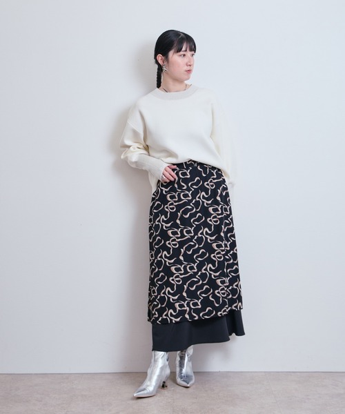 LHELBIE(レルビエ)の「アソートレイヤードスカート(スカート・レディース・ホワイト/ブラウン/ホワイト×ブラック/ブラック・M)」の7枚目の写真