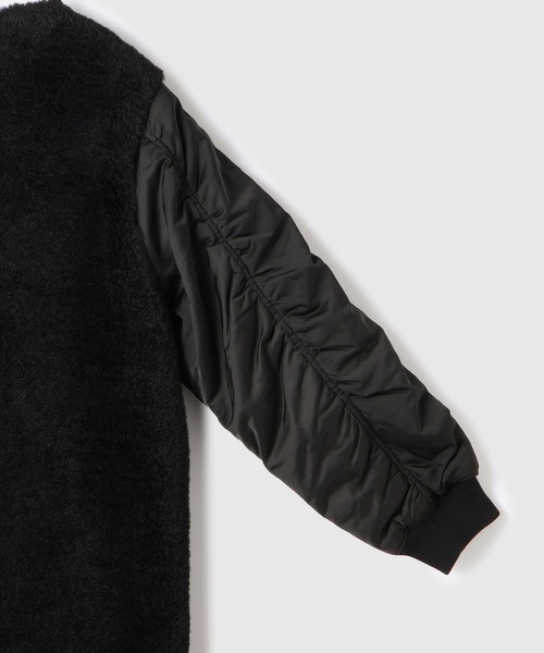 VICKY（ビッキー）の「ボア切替ノーカラーミドルコート（ノーカラーコート・レディース・ブラック/カーキ・M）」の7枚目の写真