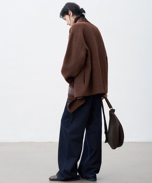 tageechita（タジチタ）の「【tageechita】ベルテッド ダブルフェイスウールコート（ピーコート・レディース・ブラウン・S/M）」の8枚目の写真