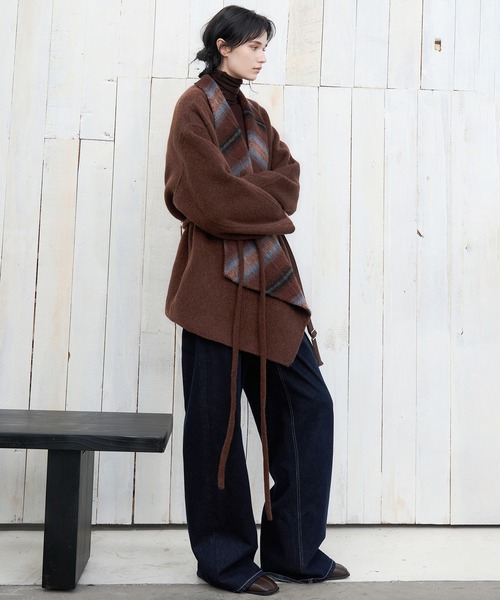 tageechita（タジチタ）の「【tageechita】ベルテッド ダブルフェイスウールコート（ピーコート・レディース・ブラウン・S/M）」の11枚目の写真
