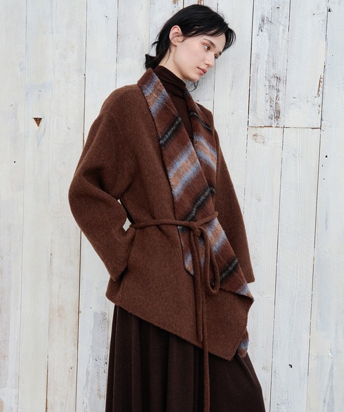 tageechita（タジチタ）の「【tageechita】ベルテッド ダブルフェイスウールコート（ピーコート・レディース・ブラウン・S/M）」の12枚目の写真