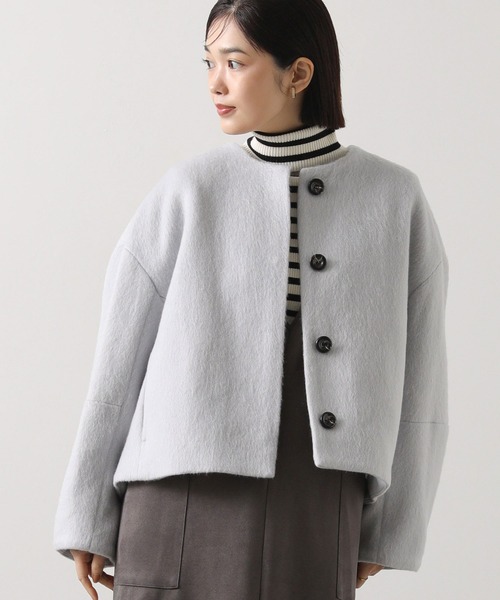 Gready Brilliant(グレディブリリアン)の「LUシャギーショートコート(その他アウター・レディース・ライトグレー系/ピンク・38)」の10枚目の写真