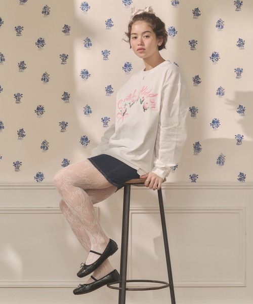 Cath Kidston(キャスキッドソン)の「ロングスリーブTシャツ Ribbon Floral(Tシャツ/カットソー・レディース・ホワイト/ブラウン/ピンク/ライトイエロー・FREE)」の14枚目の写真