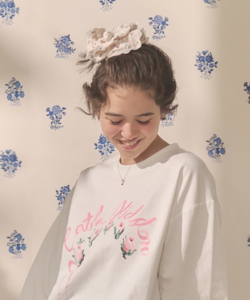 Cath Kidston(キャスキッドソン)の「ロングスリーブTシャツ Ribbon Floral(Tシャツ/カットソー・レディース・ホワイト/ブラウン/ピンク/ライトイエロー・FREE)」の17枚目の写真