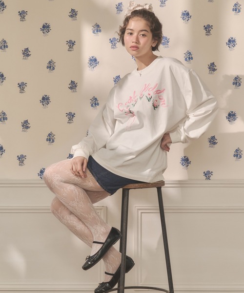 Cath Kidston(キャスキッドソン)の「ロングスリーブTシャツ Ribbon Floral(Tシャツ/カットソー・レディース・ホワイト/ブラウン/ピンク/ライトイエロー・FREE)」の15枚目の写真