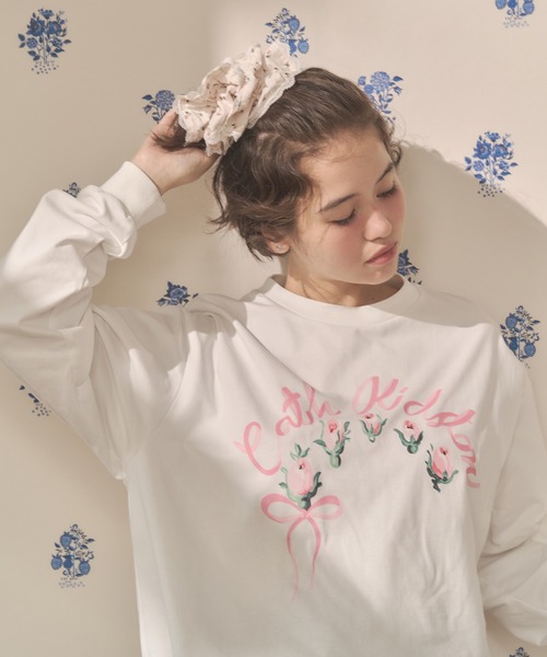 Cath Kidston(キャスキッドソン)の「ロングスリーブTシャツ Ribbon Floral(Tシャツ/カットソー・レディース・ホワイト/ブラウン/ピンク/ライトイエロー・FREE)」の21枚目の写真