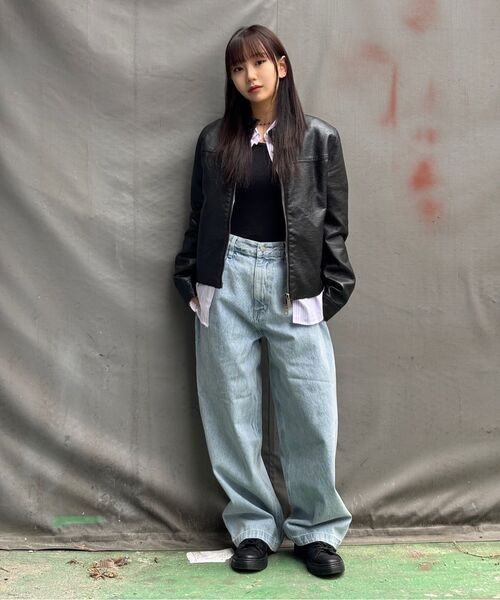 LADY VOLUME（レディーボリューム）の「9196 ウォッシングレザーバイカージャケット (ブラック)（ライダースジャケット・レディース・その他・MEDIUM/LARGE）」の11枚目の写真