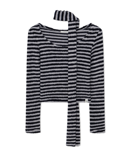 UGLY SHADOW(アグリーシャドウ)の「Scarf Round T-shirt (Striped Navy)(Tシャツ/カットソー・レディース・その他・FREE)」の4枚目の写真