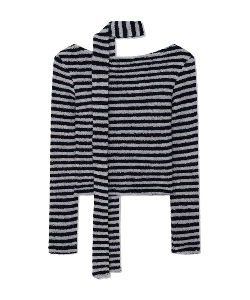 UGLY SHADOW(アグリーシャドウ)の「Scarf Round T-shirt (Striped Navy)(Tシャツ/カットソー・レディース・その他・FREE)」の5枚目の写真