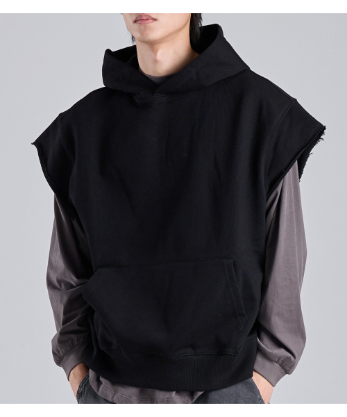 Boxing Black Suit Summer Workout | Sleeveless Sweater Cotton Hooded Vest main image 0