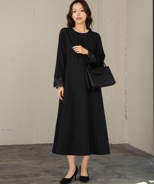 ◾️新品未使用•タグ付◾️familiar 重ね着風長袖ワンピース フォーマル100 セール】【喪服・礼服】フォーマルワンピース 長袖 Aライン ロング丈